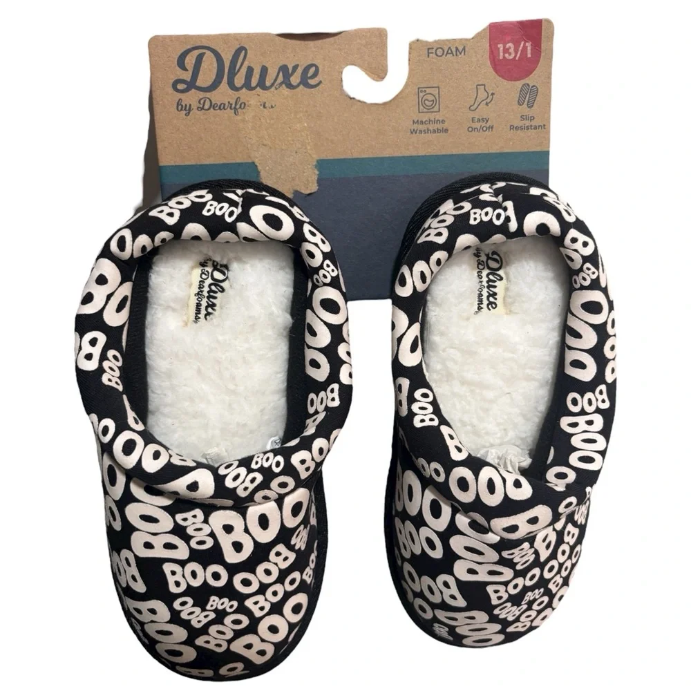 Deluxe by Dearfoams Kids Unisex Slippers Halloween Black Size 13 - 1 NWT